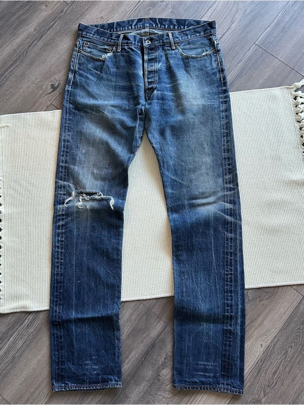 Vintage Japan Blue Distressed Straight Leg Jeans
